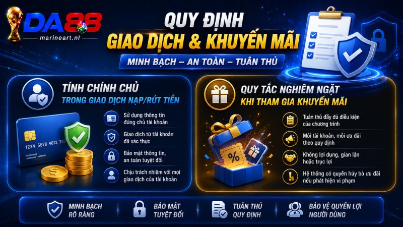 Điều Khoản Sử Dụng DA88 về giao dịch tài chính và tham gia khuyến mãi
